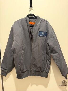 Mercedes-Benz Men's Gray Bomber Jacket with Chest Patch